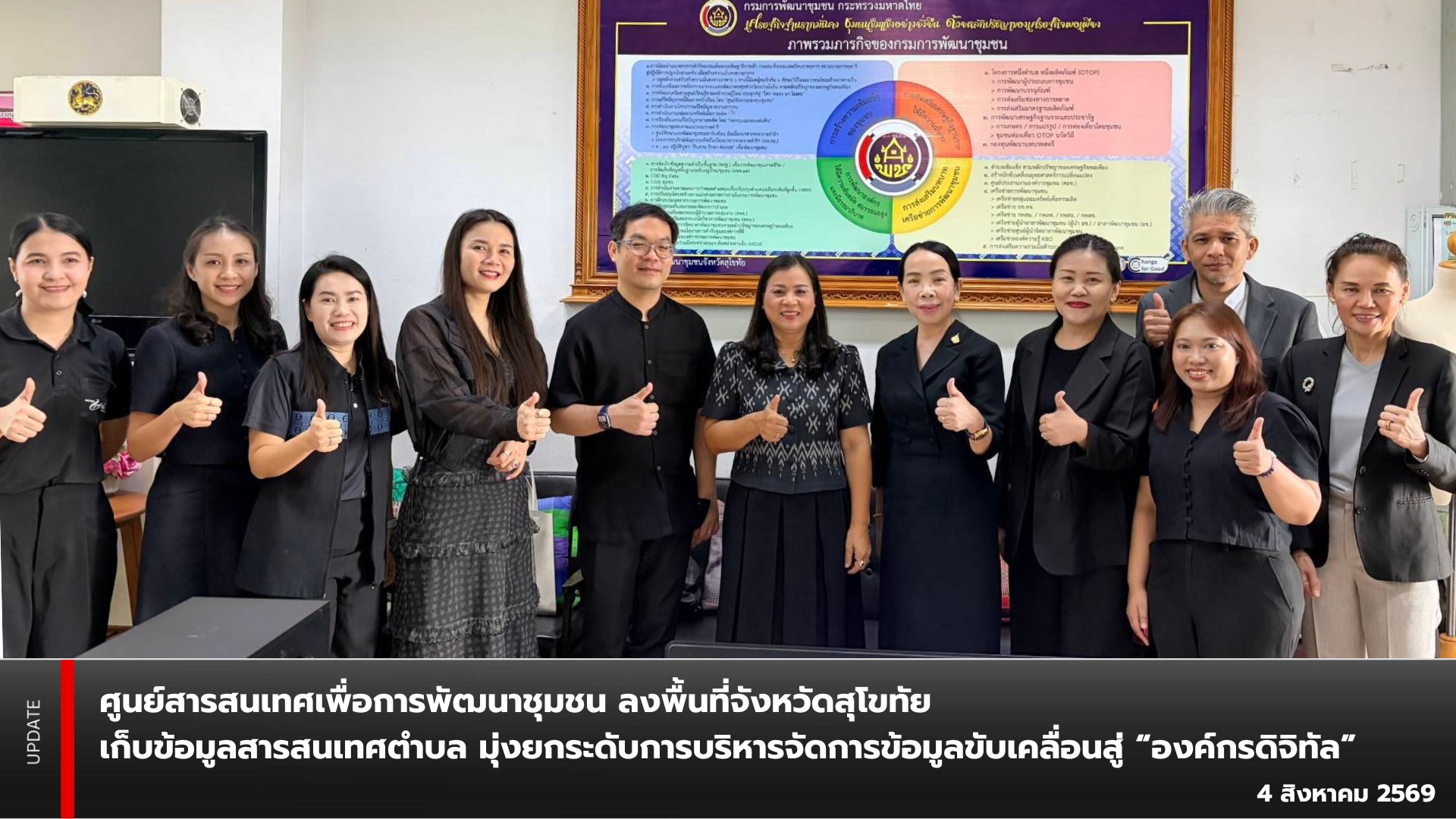 ศูนย์สารสนเทศเพื่อการพัฒนาชุมชน ลงพื้นที่จังหวัดสุโขทัย เก็บข้อมูลสารสนเทศตำบล มุ่งยกระดับการบริหารจัดการข้อมูล ขับเคลื่อนสู่ “องค์กรดิจิทัล”